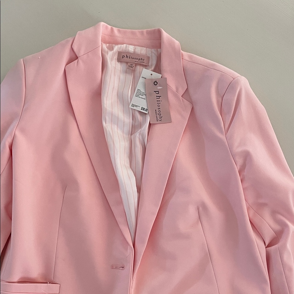 Philosophy super trendy 2026 plush Pink color notched collar Blazer